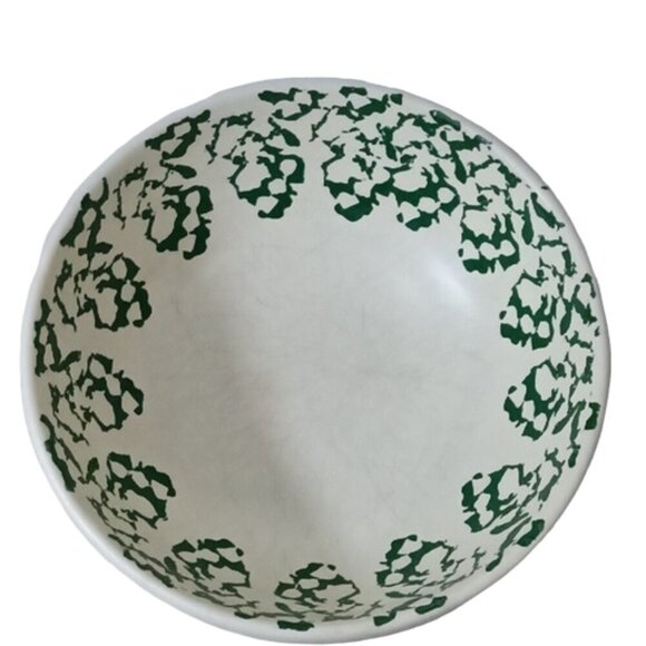 Green & White Country Kitchen 11" Large Mixing Bowl, Unbranded, Spongeware?? - Picture 2 of 5